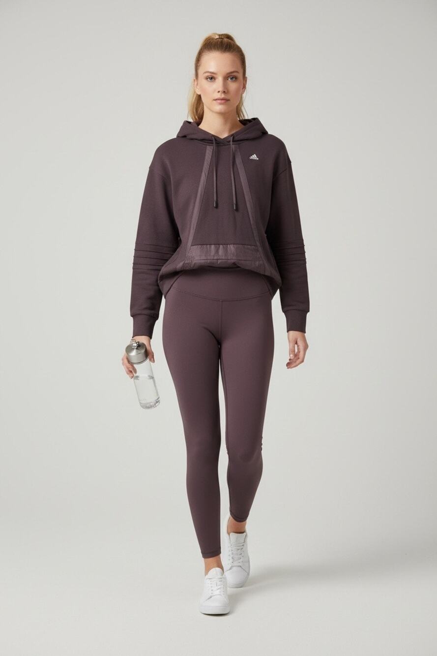 Adidas Plum Purple Hooded Funnel Neck Pullover Sweatshirt Size M